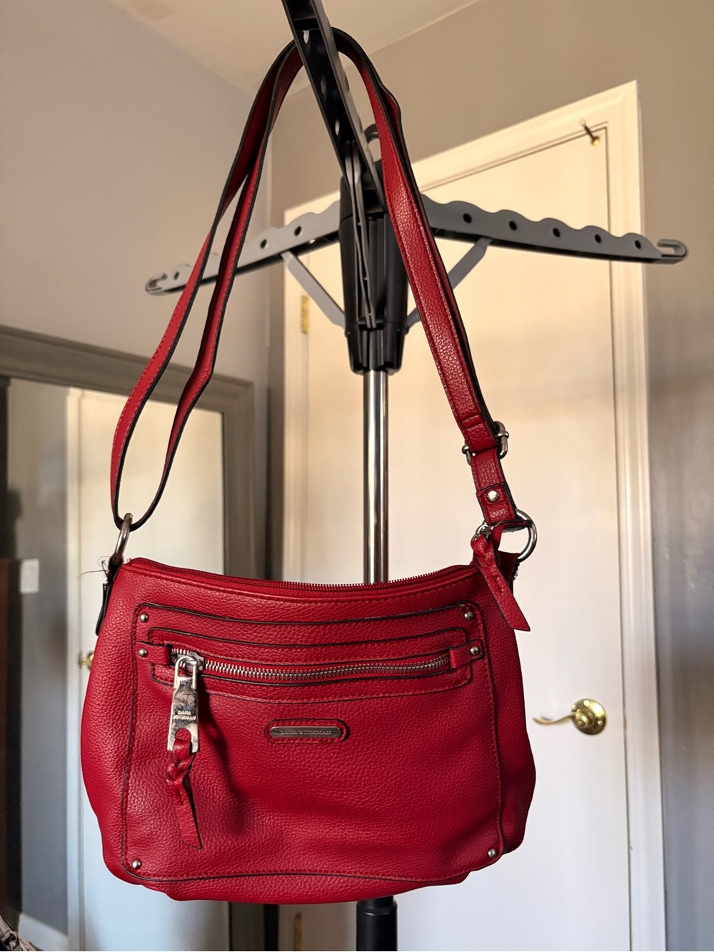 Dana Buchman Red Pebbled Leather Crossbody Bag